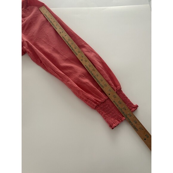 Ava and Viv Top Size 1X Coral Milkmaid Babydoll Cottagecore Boho Adj Waist - Picture 15 of 16